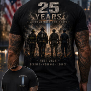25 Years We Remember The Brave T-Shirt 2001-2026 Service Courage Legacy Merch Gift For 9-11 Dad - Gypsysystersgift