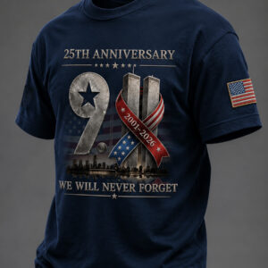 25th Anniversary 9 11 We Will Never Forget T-Shirt 2001-2026 Twin Towers American Merch - Gypsysystersgift