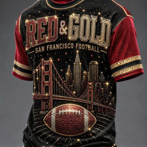 49ers Merch Red And Gold San Francisco Football T-Shirt Game Day Gifts For 49ers Fans - FZ