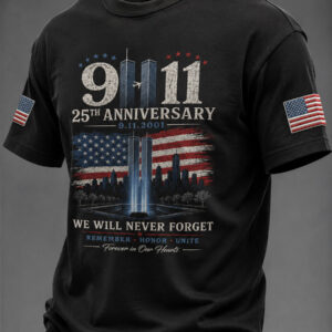 9 11 25th Anniversary 9 11 2001 We Will Never Forget T-Shirt Twin Towers American Merch - Gypsysystersgift