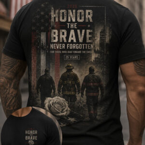 9/11 Memorial 25th Anniversary Never Forget T-Shirt Honor The Brave Tee Gifts For Son - FZ