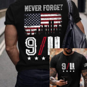 9/11 Memorial Never Forget T-Shirt Patriotic American Flag Tribute Tee - FZ