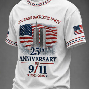9/11 Never Forget 25th Anniversary T-Shirt Twin Towers American Patriotic Shirt - FZ