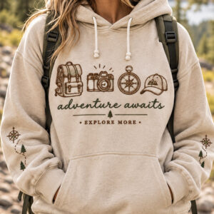 Adventure Awaits Explore More Hoodie Mountain Trail Clothes Gift Idea - Gypsysystersgift