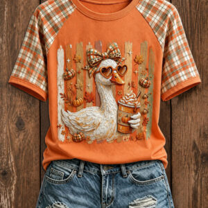 Autumn Halloween Merch Preppy Fall Goose T-Shirt Halloween Clothing Gifts For Wife - FZ