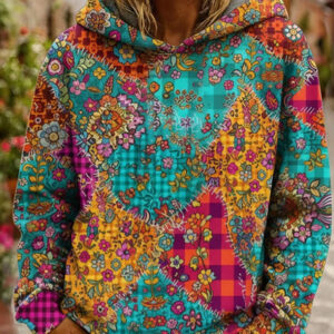 Bohemian Boho Floral Hoodie Colorful Flower Pattern Botanical Hoodie Best Gift For Wife - Gypsysystersgift