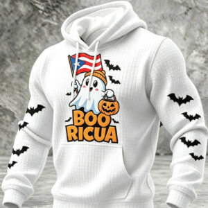 Boo Ricua Ghost Hoodie Puerto Rico Halloween Apparel Spooky Season Gift - Gypsysystersgift