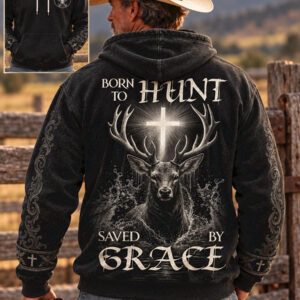Born To Hunt Hoodie Outdoor Hunting Adventure Faith Gear Gifts For Dad - Gypsysystersgift