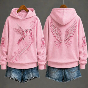 Breast Cancer Awareness Merch Angel Wings Pink Ribbon Hoodie Support Gifts For Mom - Gypsysystersgift