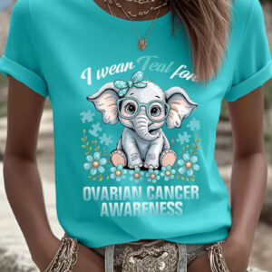 Women's Ovarian Cancer I Wear Teal For My T-Shirt Survivor Support Clothes Gift Ideas - Gypsysystersgift