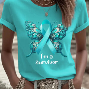 Women's Ovarian Cancer I'm A Survivor T-Shirt Cancer Awareness Clothing Gift For Sister - Gypsysystersgift