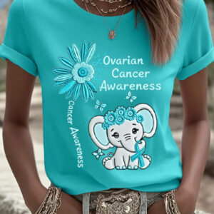 Women's Ovarian Cancer Ovarian Cancer Awareness T-Shirt Ovarian Warrior Tee Gift For Her - Gypsysystersgift