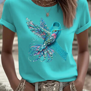 Women's Ovarian Cancer T-Shirt Cancer Awareness Clothes Gift For Wife - Gypsysystersgift