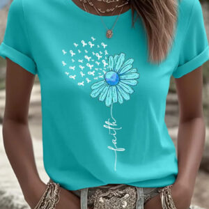 Women's Ovarian Cancer T-Shirt Strong Women Clothes Gift For Mom - Gypsysystersgift