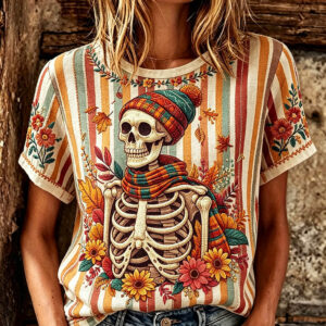 Women's Retro Day Of The Dead T-Shirt Skeleton Merchandise Gift Ideas - Gypsysystersgift