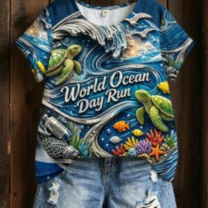 Women's Sea Turtle World Ocean Day T-shirt Ocean Conservation Nature Lover Shirt Mom Gifts - Gypsysystersgift