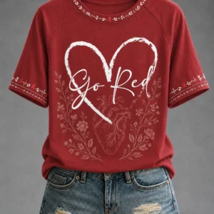 World Heart Day 2026 Go Red T-Shirt Take Care Of Your Heart Tee Gift For Women - Gypsysystersgift