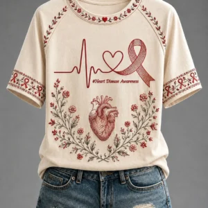 World Heart Day 2026 Heart Disease Awareness T-Shirt Heart Health Awareness Tee Mom Gifts - Gypsysystersgift