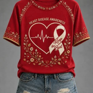World Heart Day 2026 Heart Disease Awareness T-Shirt Heart Health Month Clothes Mom Gifts - Gypsysystersgift