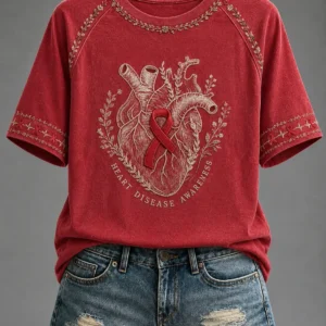 World Heart Day 2026 T-Shirt Heart Disease Awareness Clothing Gift For Women - Gypsysystersgift