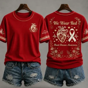 World Heart Day 2026 We Wear Red T-Shirt Heart Health Awareness Apparel Gift For Her - Gypsysystersgift