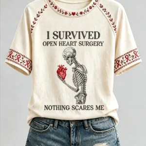 World Heart Day Merch I Survive Open Heart Surgery T-Shirt Heart Health Month Tee Gifts - Gypsysystersgift