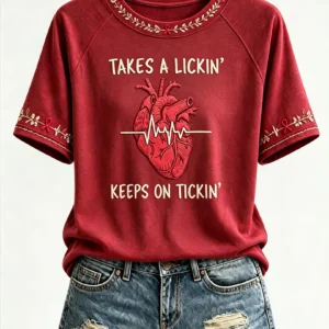 World Heart Day Merch Takes A Lickin T-Shirt Heart Health Month Clothes Unique Gifts - Gypsysystersgift