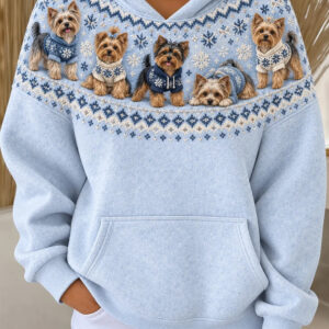 Yorkie Dogs Pattern Casual Hoodie Yorkshire Terrier Puppy Lover Apparel Gifts For Dog Moms - Gypsysystersgift