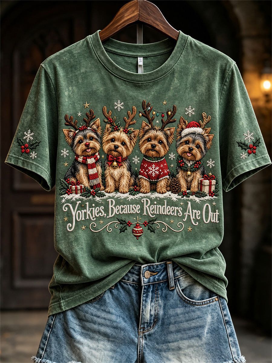 Yorkie Reindeer T-Shirt Yorkies Because Reindeers Are Out Apparel Mom Gifts - Gypsysystersgift