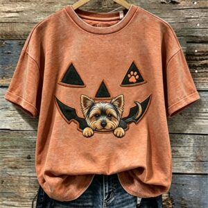 Yorkshire Dog Pumpkin Face  T-Shirt Unique Surprise Tee Gift For Dog Lover - Gypsysystersgift